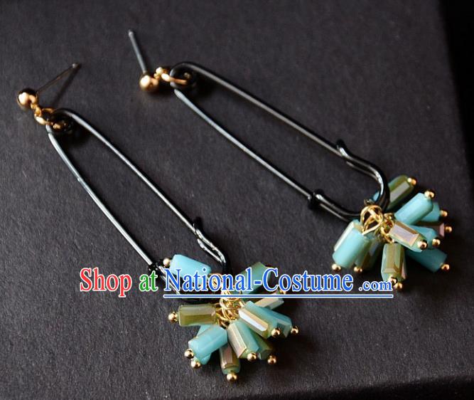 European Western Bride Vintage Accessories Renaissance Blue Beads Earrings for Women