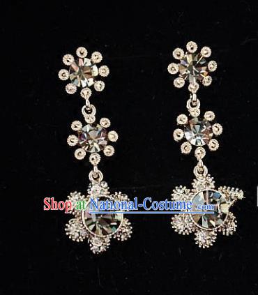 European Western Bride Vintage Accessories Renaissance Champagne Crystal Earrings for Women