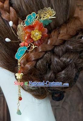 Chinese Handmade Classical Wedding Hair Accessories Ancient Hanfu Tassel Hairpins for Women