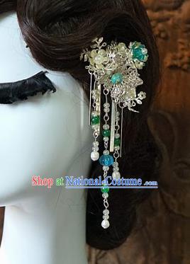 Chinese Handmade Classical Wedding Hair Accessories Ancient Hanfu Tassel Step Shake Side Hairpins for Women