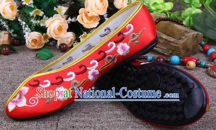 Asian Chinese Wedding Shoes Embroidered Shoes, Traditional China Red Hanfu Shoes for Women