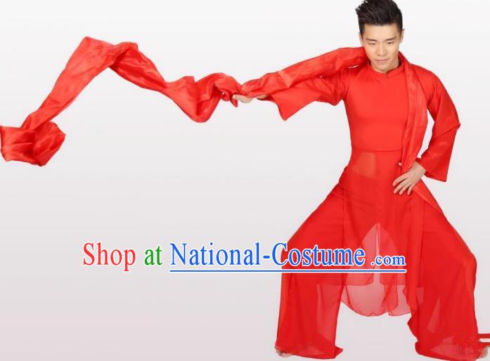 Traditional Chinese Classical Drum Dance Red Costume, China Folk Dance Yangko Clothing for Men