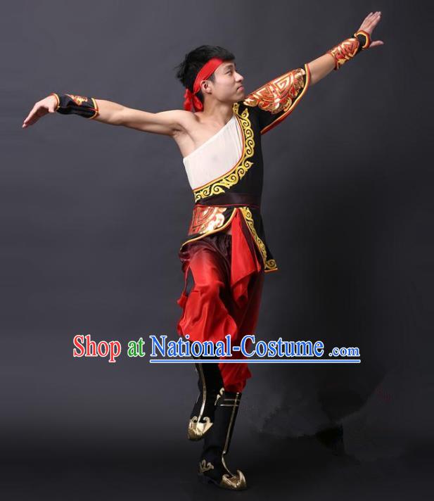 Traditional Chinese Waist Drum Dance Costume, China Folk Dance Yangko Clothing for Men