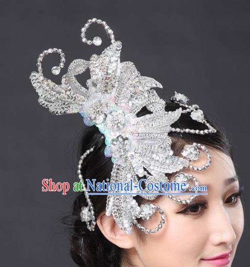 Chinese Classical Yangge Folk Fan Dance Hair Accessories Yangko Paillette Headwear for Women