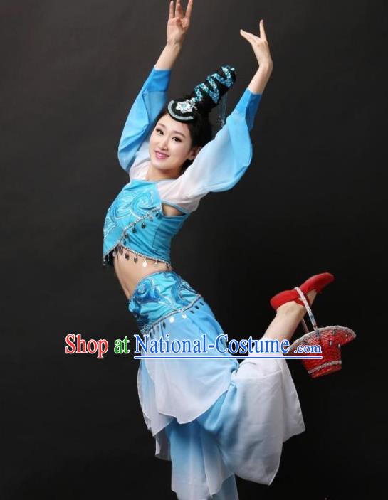 Traditional Chinese Yangge Fan Dancing Costume Classical Dance Modern Dance Dress Clothing Headwear