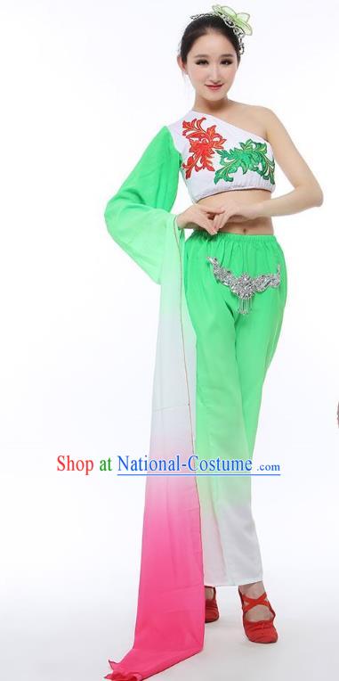 Traditional Chinese Classical Yangge Dance Costume, China Folk Dance Green Clothing for Women