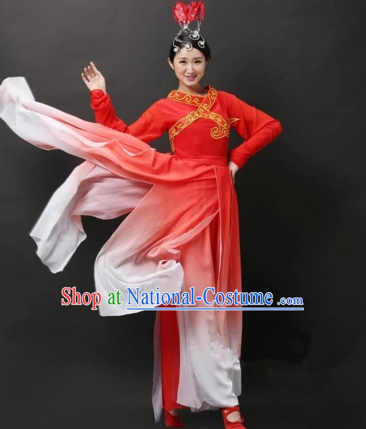 Traditional Chinese Classical Yangge Dance Costume, China Folk Dance Red Clothing for Women