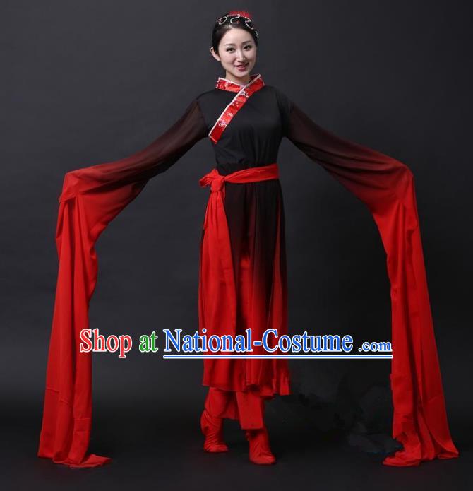 Traditional Chinese Yangge Folk Dance Water Sleeve Costume, China Yanko Classical Dance Clothing for Women