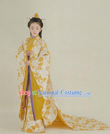 China Ancient Han Dynasty Palace Lady Costume Traditional Princess Hanfu Trailing Dress for Kids