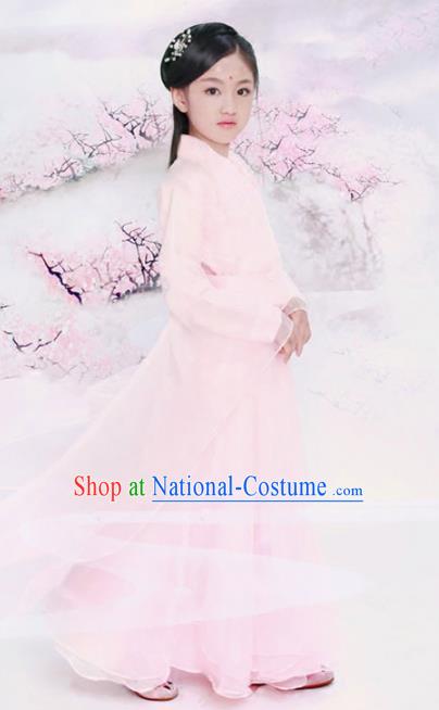 Traditional Chinese Han Dynasty Palace Princess Costume Ancient Fairy Dress and Headpiece for Kids