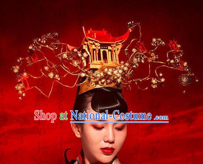 Chinese Handmade Classical Hair Accessories Ancient Wedding Headdress Bride Phoenix Coronet for Women