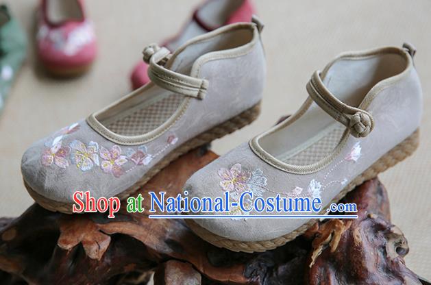 Traditional Chinese Grey Shoes Wushu Shoes Hanfu Shoes Embroidered Shoes