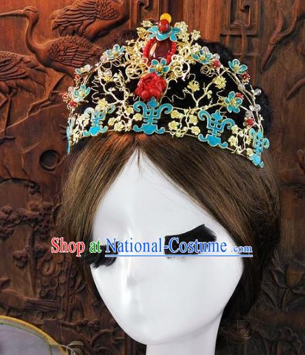 Chinese Handmade Classical Agate Phoenix Coronet Ancient Hanfu Wedding Hair Accessories for Women