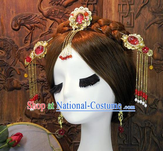 Chinese Handmade Classical Hair Accessories Ancient Wedding Bride Hairpins Complete Set for Women