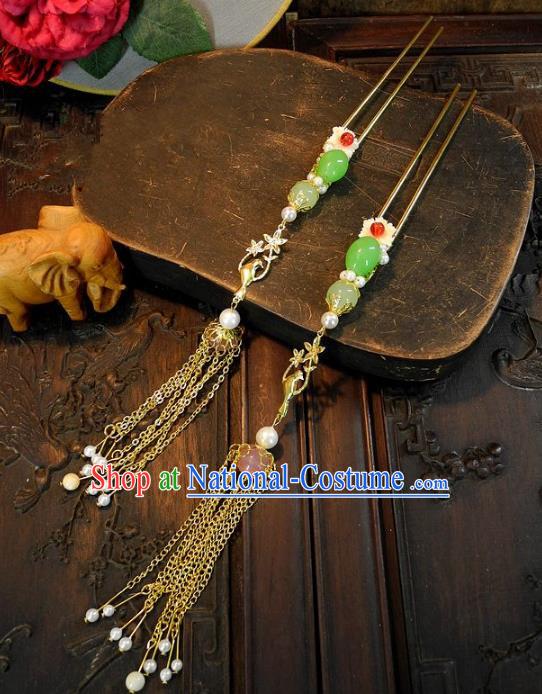 Chinese Handmade Classical Tassel Hairpins Ancient Hanfu Wedding Headdress Hair Accessories for Women