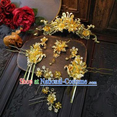 Chinese Handmade Classical Tassel Hairpins Ancient Xiuhe Suit Wedding Headdress Hair Accessories for Women