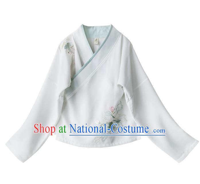 Traditional Chinese National Costume Embroidered Hanfu Blouse Tang Suit Shirts for Women