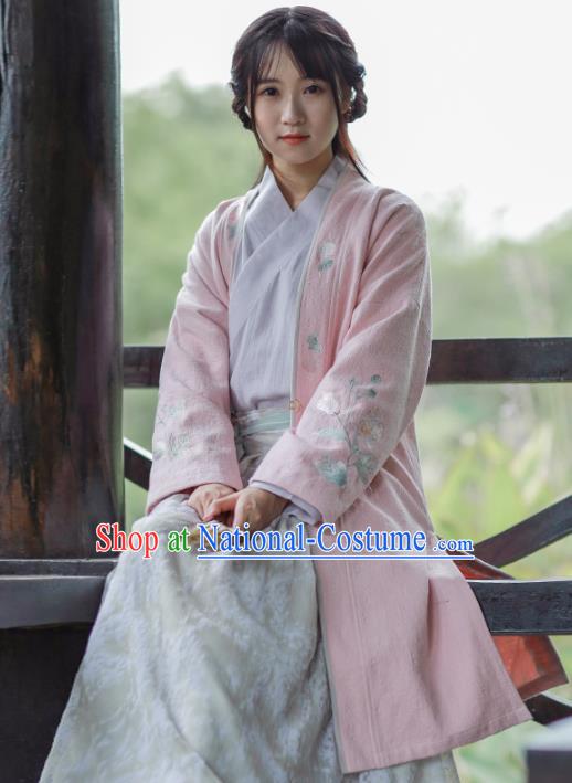 Traditional Chinese National Costume Embroidered Hanfu Dust Coat Blouse Tang Suit Cardigan for Women