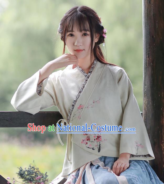 Traditional Chinese National Costume Embroidered Blouse Tang Suit Hanfu Shirts for Women