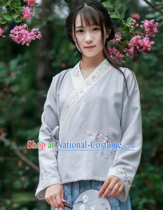 Traditional Chinese National Costume Embroidered Cheongsam Blouse Tang Suit Hanfu Shirts for Women