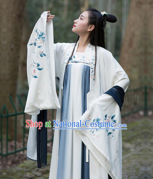 Traditional Chinese Ancient Jin Dynasty Princess Costume Embroidered Hanfu Cardigan for Women