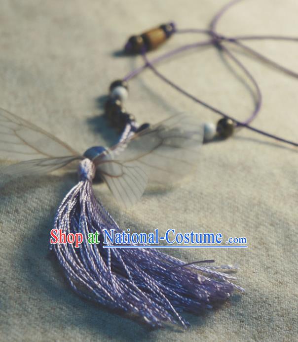 Traditional Chinese Pendant Accessories Purple Tassel Necklace for Women