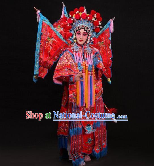 Traditional Chinese Beijing Opera Swordplay Red Costume Peking Opera Blues Embroidered Clothing for Women