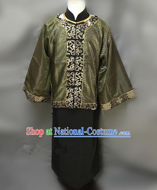 Traditional Chinese Stage Performance Costume Ancient Qing Dynasty Master Clothing for Men