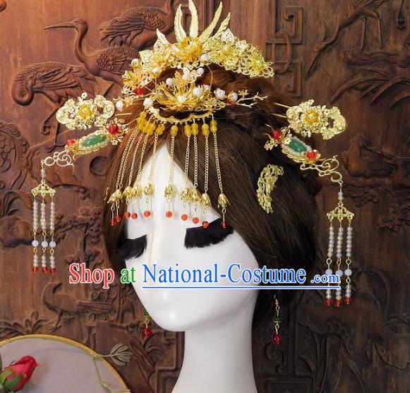 Chinese Handmade Classical Wedding Hair Accessories Ancient Hanfu Phoenix Coronet Headdress for Women