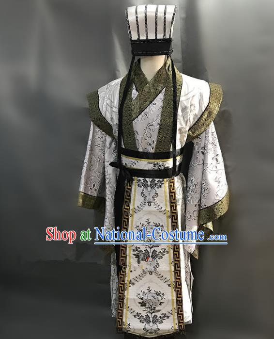 Traditional Chinese Stage Performance Costume Ancient Three Kingdoms Period Minister Hanfu Clothing for Men