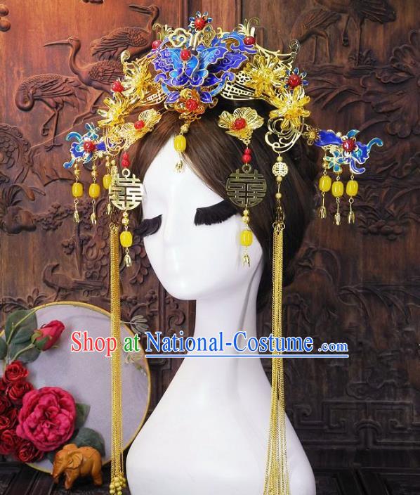 Chinese Handmade Classical Wedding Hair Accessories Ancient Hanfu Hairpins Phoenix Coronet for Women