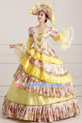 Traditional European Court Princess Renaissance Costume Dance Ball Layered Full Dress for Women