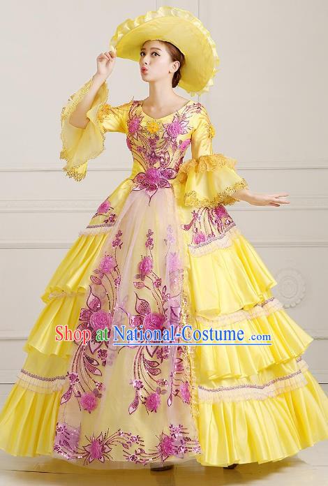 Traditional European Court Noblewoman Renaissance Costume Dance Ball Princess Full Dress for Women