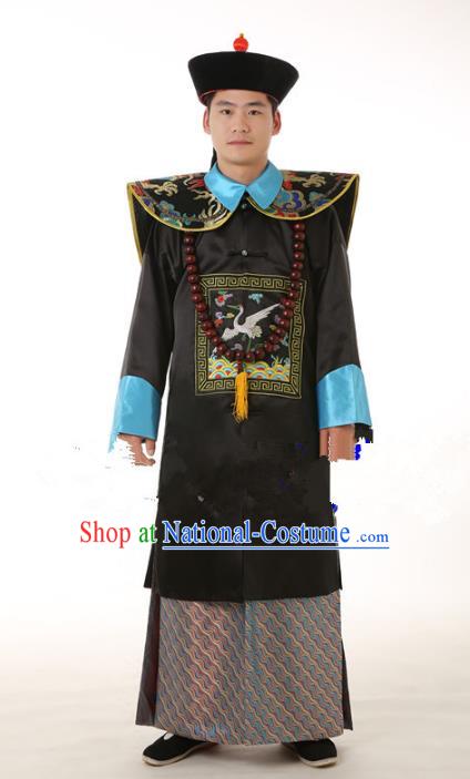 Traditional China Ancient Qing Dynasty Manchu Royal Highness Costume Minister Gwanbok for Men