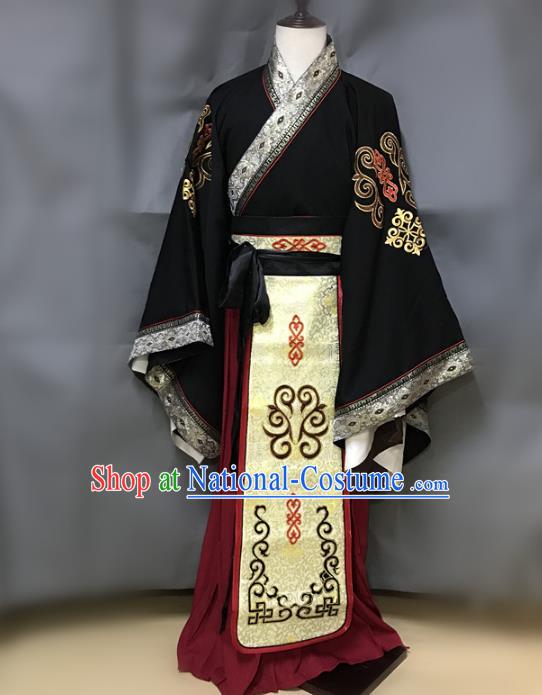 Traditional Chinese Stage Performance Costume Ancient Qin Dynasty Emperor Clothing for Men