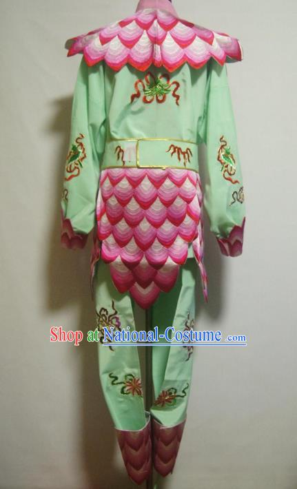 Traditional Chinese Stage Performance Costume Ancient Cosplay Nezha Green Clothing for Men