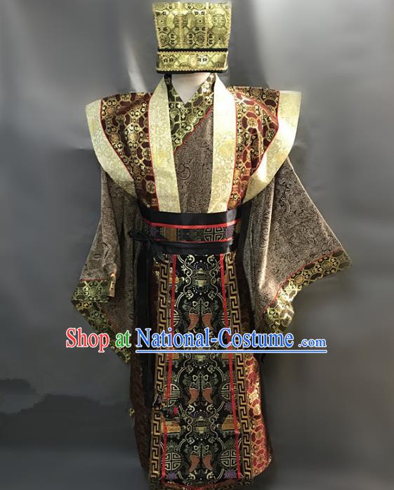 Traditional Chinese Stage Performance Costume Ancient Three Kingdoms Period Minister Clothing for Men