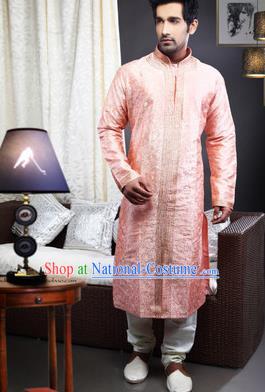 Traditional Asian India Stage Performance Pink Costume Hindustan Indian National Clothing for Men