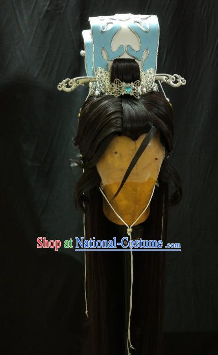 Traditional China Ancient Cosplay Prince Hair Accessories Wig and Headwear for Men