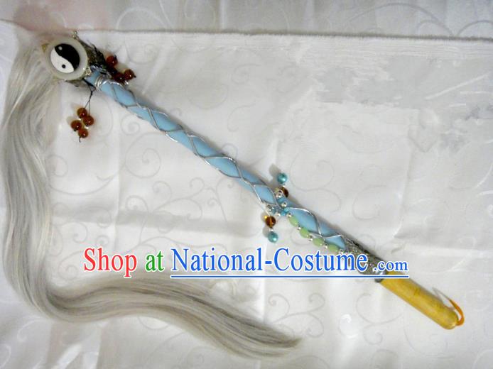 Traditional China Ancient Cosplay Taoist Priest Tai Chi Horsetail Whisk