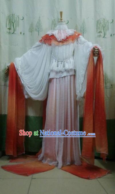 Traditional China Ancient Cosplay Princess Costume Palace Lady White Dress for Women