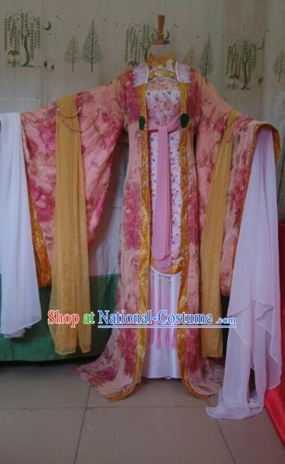 Traditional China Ancient Cosplay Palace Lady Costume Princess Pink Dress Clothing for Women