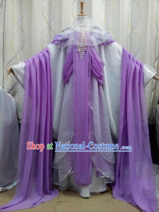 Traditional China Ancient Cosplay Palace Lady Costume Princess Hanfu Purple Dress Clothing for Women