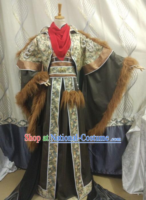 China Ancient Cosplay Swordsman Costume King Fancy Dress Traditional Hanfu Clothing for Men