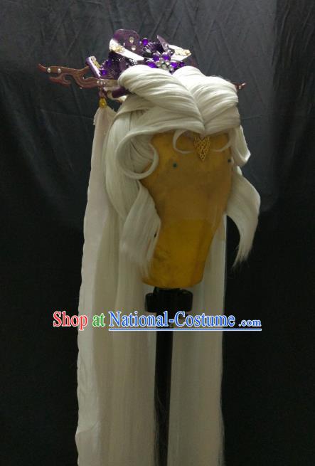 Traditional China Ancient Cosplay Palace Lady Swordswoman Wig and Hair Accessories for Women