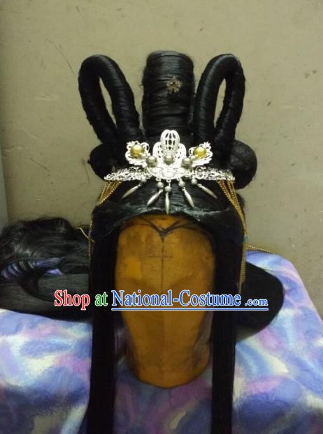 Traditional China Ancient Cosplay Nobility Lady Wig and Hair Accessories Headwear for Women