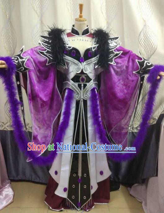 China Ancient Cosplay Female Swordsman Costume Fairy Fancy Dress Traditional Hanfu Clothing for Women