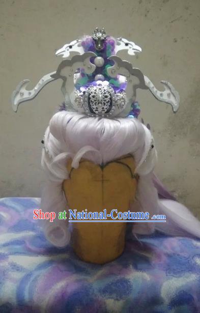 Traditional China Ancient Cosplay Nobility Childe Hair Accessories Wig and Hairdo Crown for Men