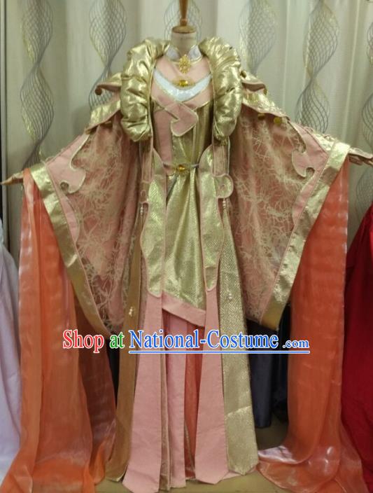 China Ancient Cosplay Palace Lady Costume Traditional Halloween Fairy Hanfu Pink Dress for Women