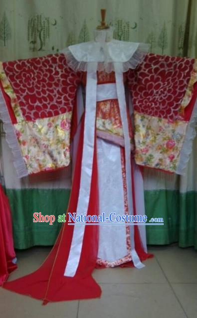 China Ancient Cosplay Halloween Palace Lady Costume Traditional Queen Hanfu Dress for Women